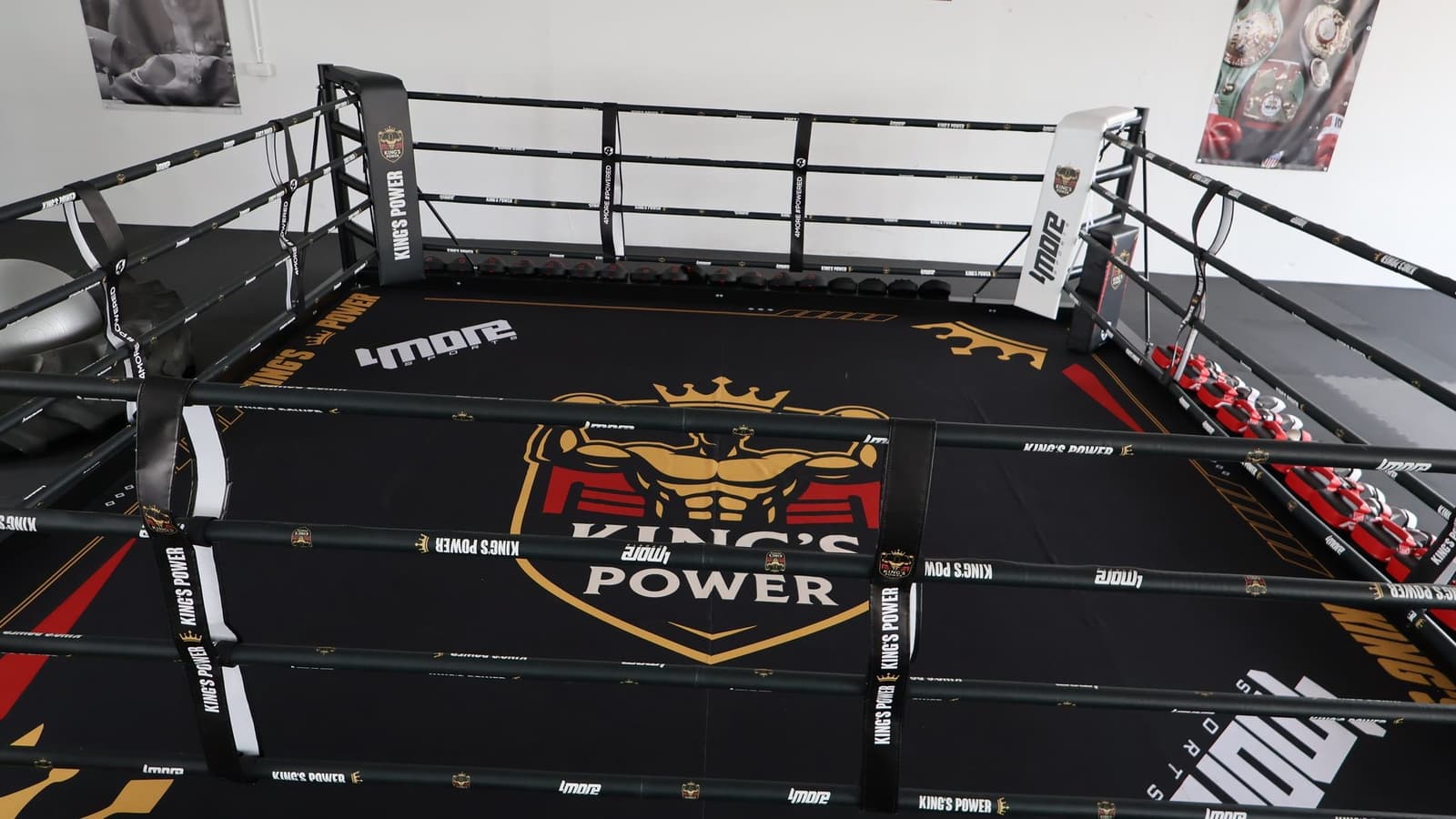 Boxring mit King's-Power-Logo im Gym in Langenau